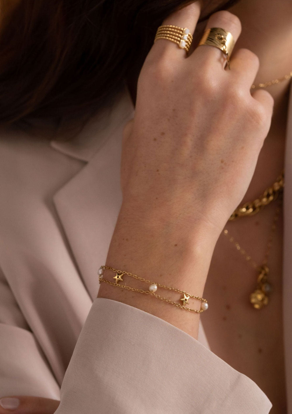 ♡ Doppelarmband mit Sternen und Steinen