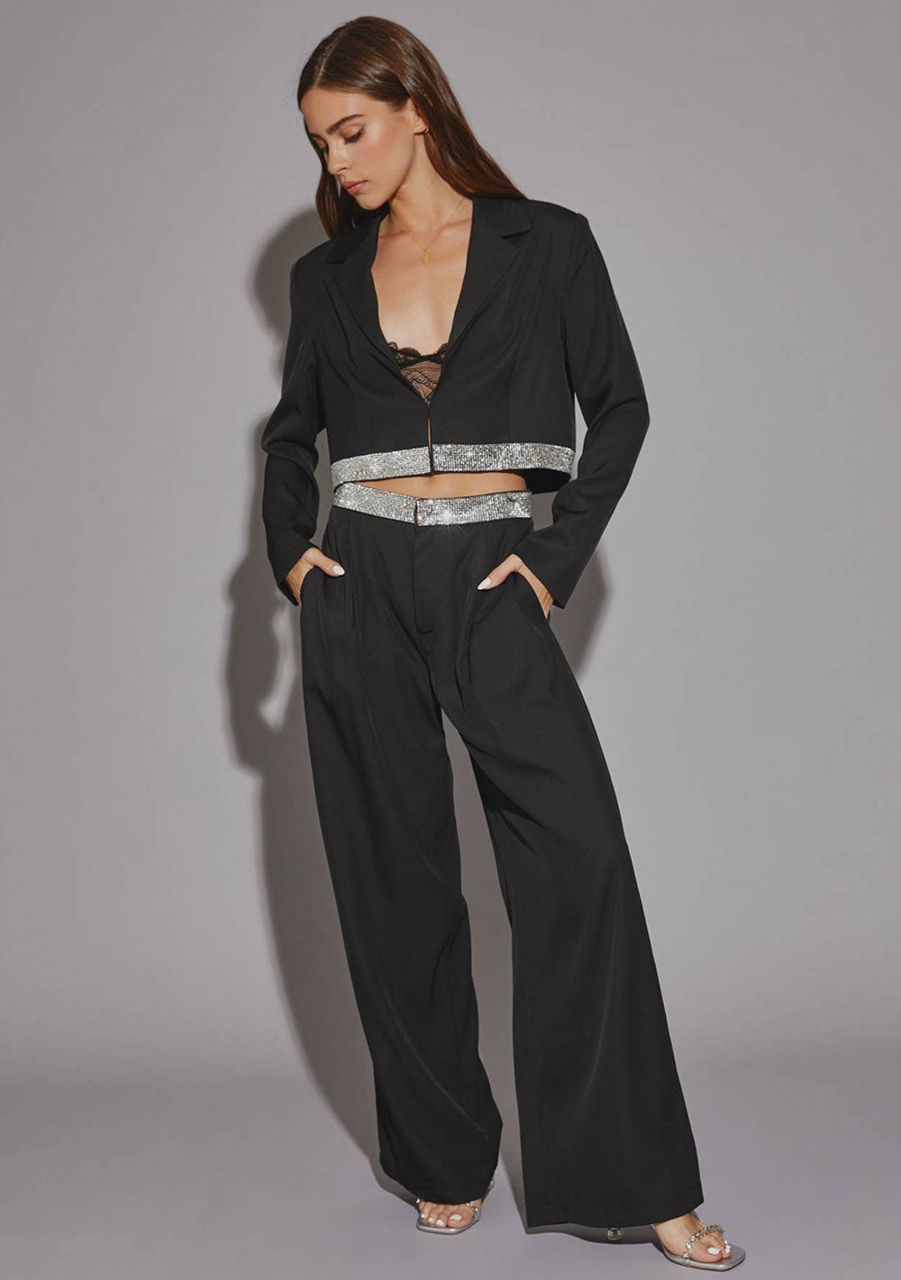 ♡ Verkürzter Blazer mit Glitzerbund