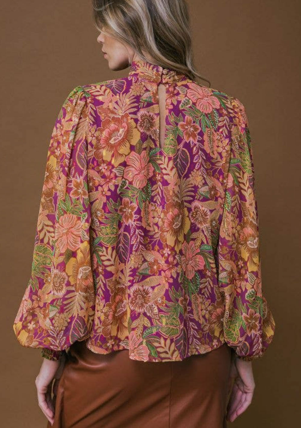 ♡ Bedruckte Bluse mit Stehkragen