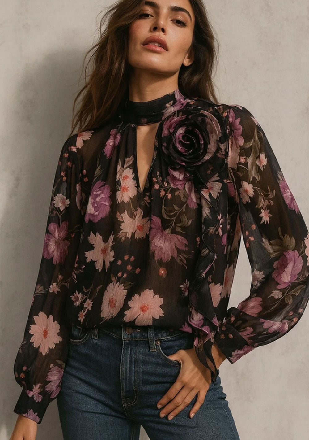 ♡ Chiffonbluse mit Blumenmuster