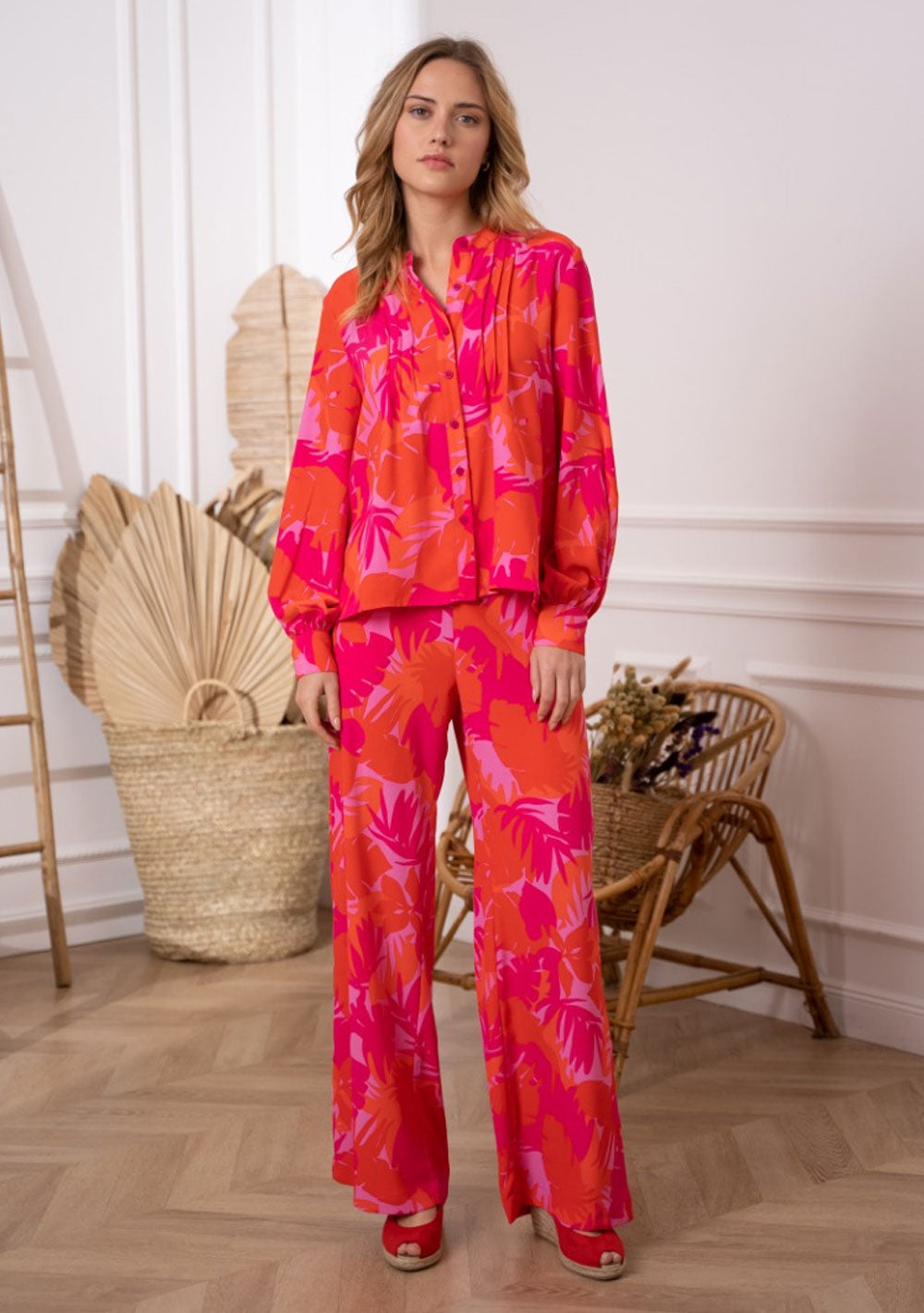 ♡ Bluse mit Palmen-Print