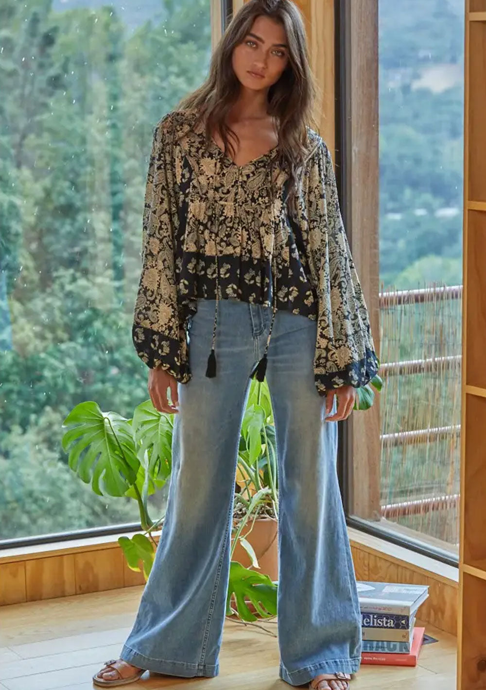 ♡ Bohemian Bluse mit Ballonärmeln