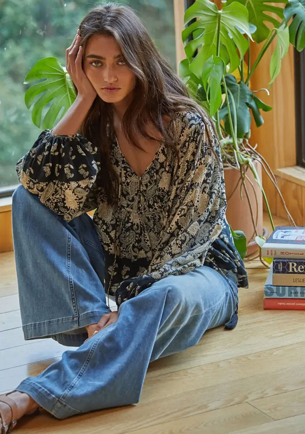 ♡ Bohemian Bluse mit Ballonärmeln