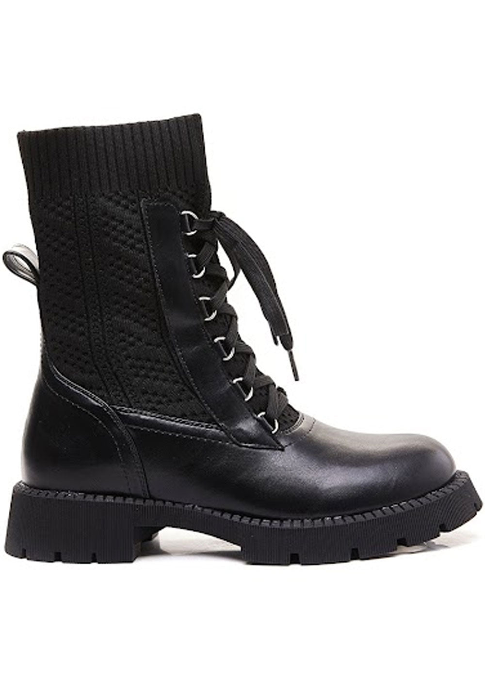 ♡ Ankle Boots in Strickoptik mit Schnürung