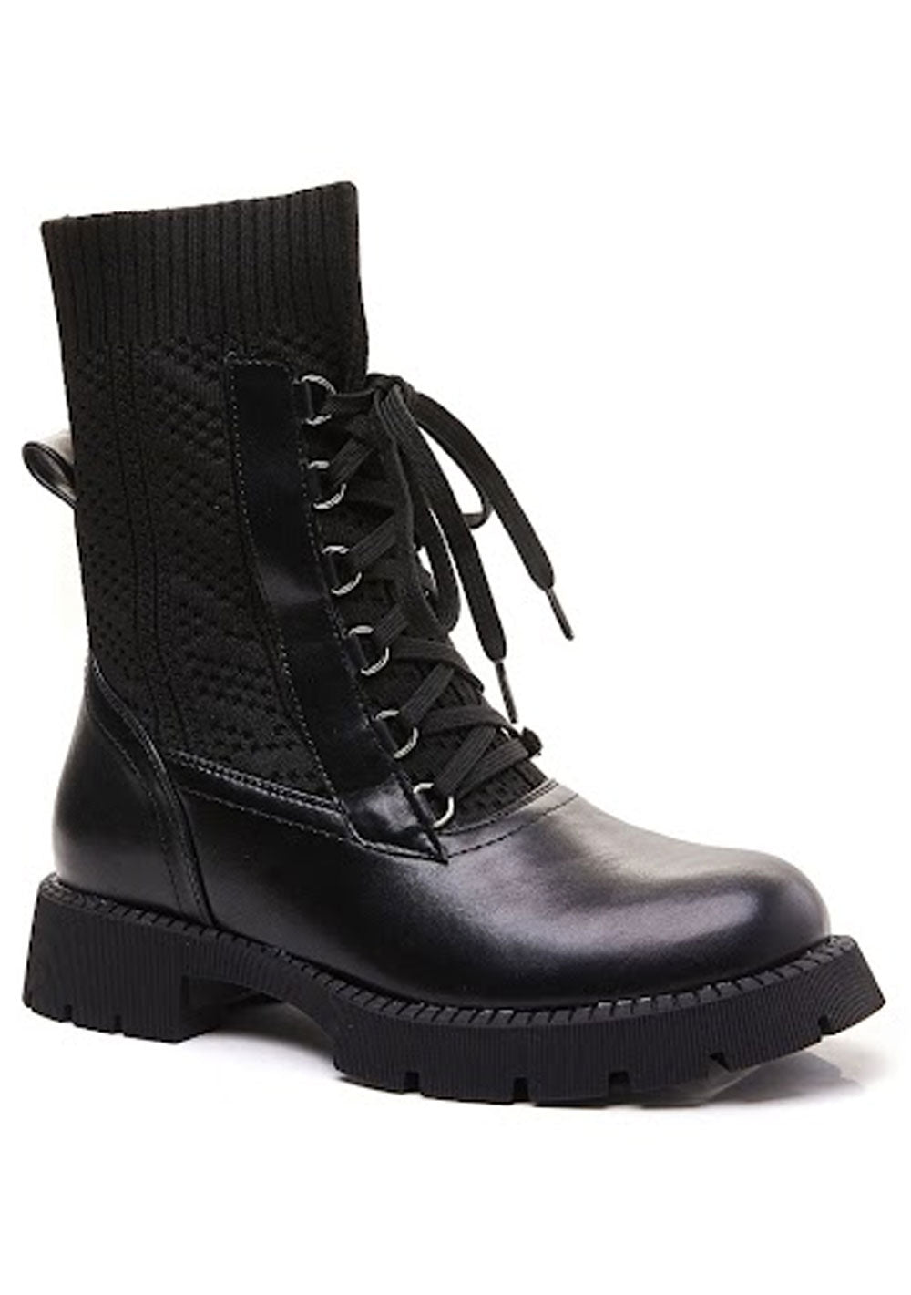 ♡ Ankle Boots in Strickoptik mit Schnürung