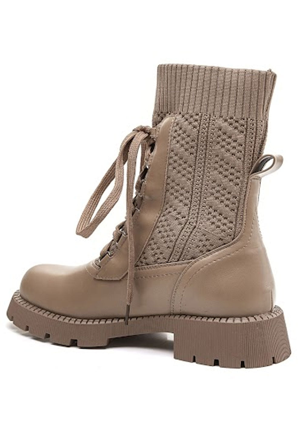 ♡ Ankle Boots in Strickoptik mit Schnürung