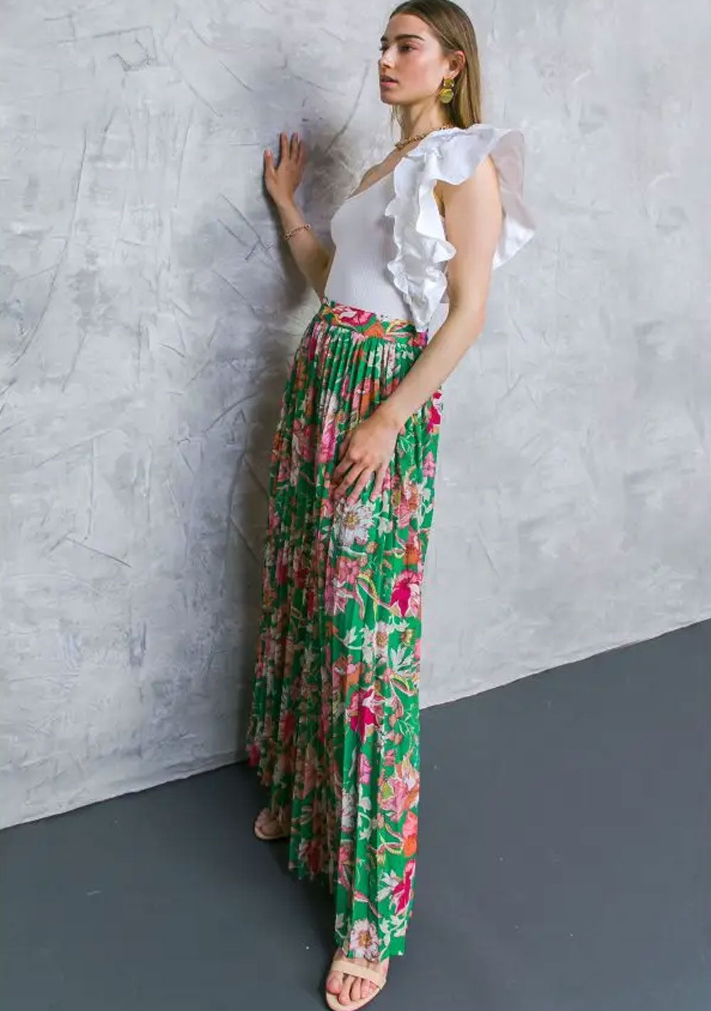 ♡ Plissierte Hose mit Blumenprint