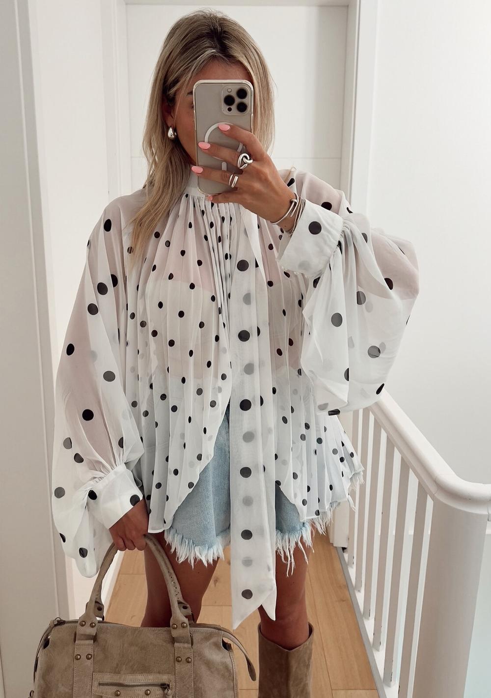 ♡ Bluse mit Schluppe und Dots