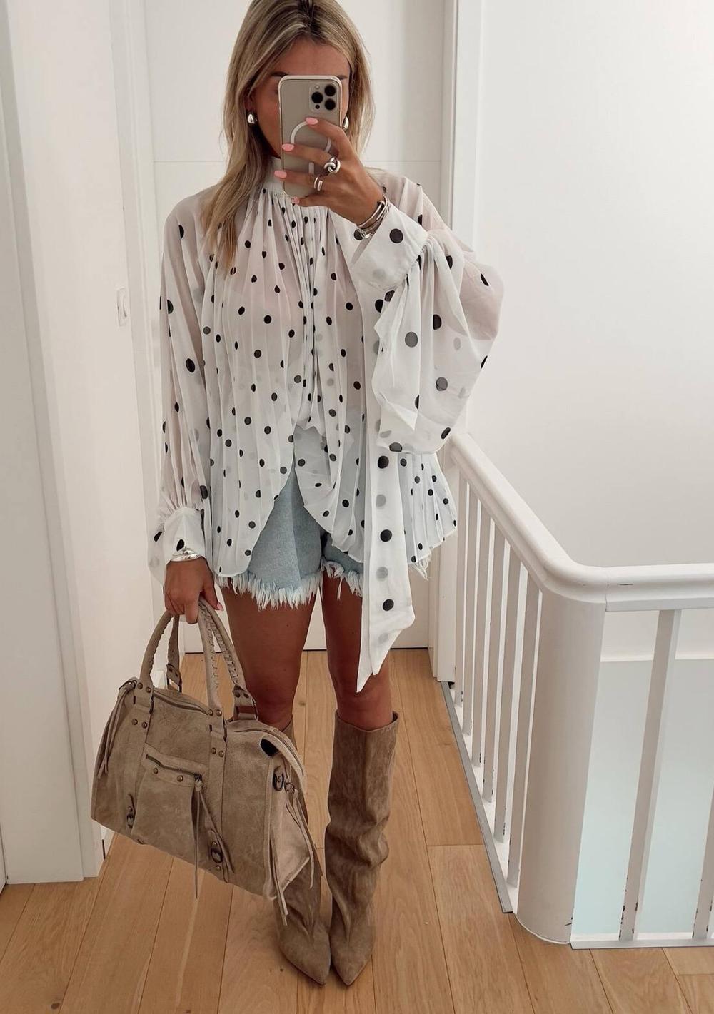♡ Bluse mit Schluppe und Dots