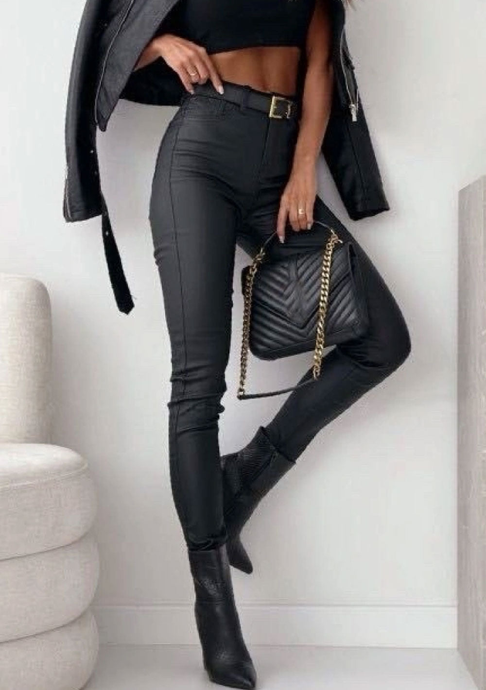 Leather Trousers Leder Paperbag Leather Kunstleder Paperbag Hose