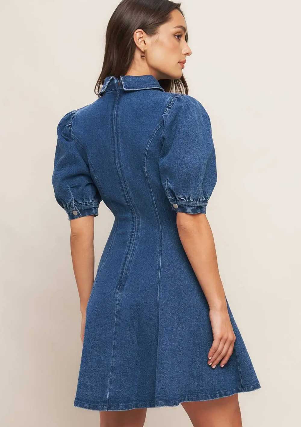 ♡ Jeanskleid kurz mit Puffärmeln