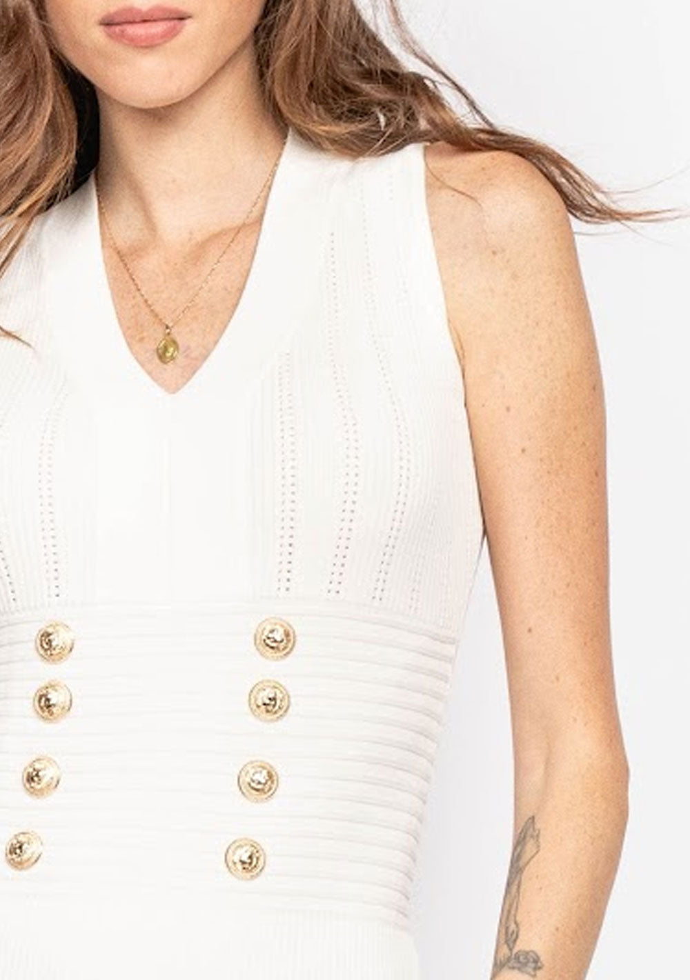 ♡ Strick-Minikleid mit Goldknöpfen