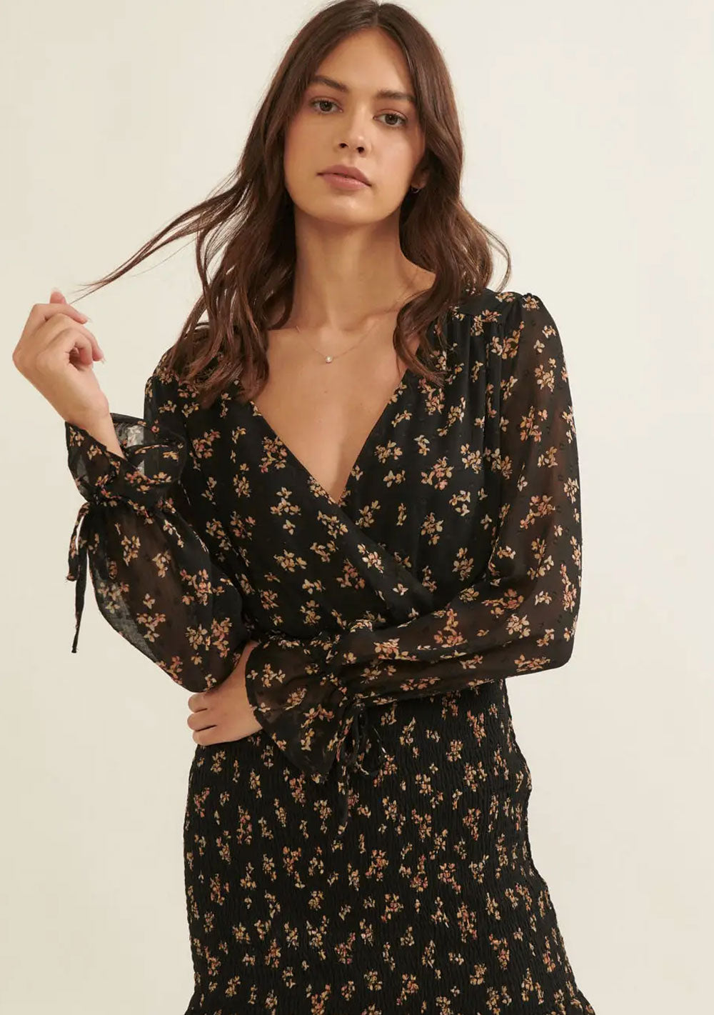 ♡ Mini-Kleid mit gesmoktem Rock