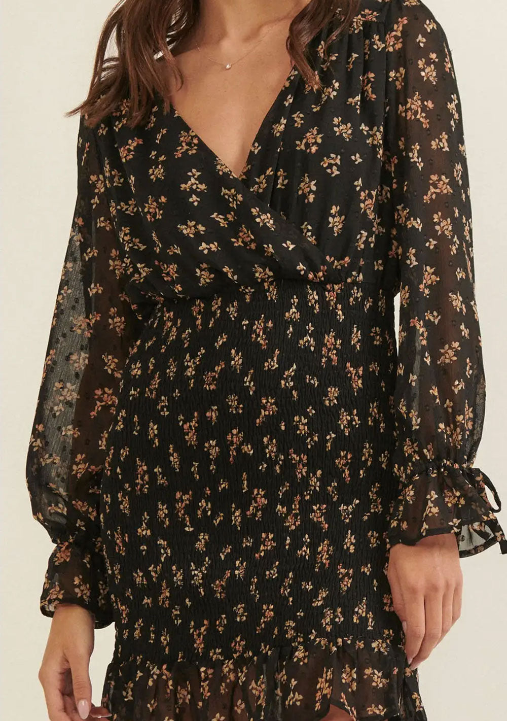 ♡ Mini-Kleid mit gesmoktem Rock