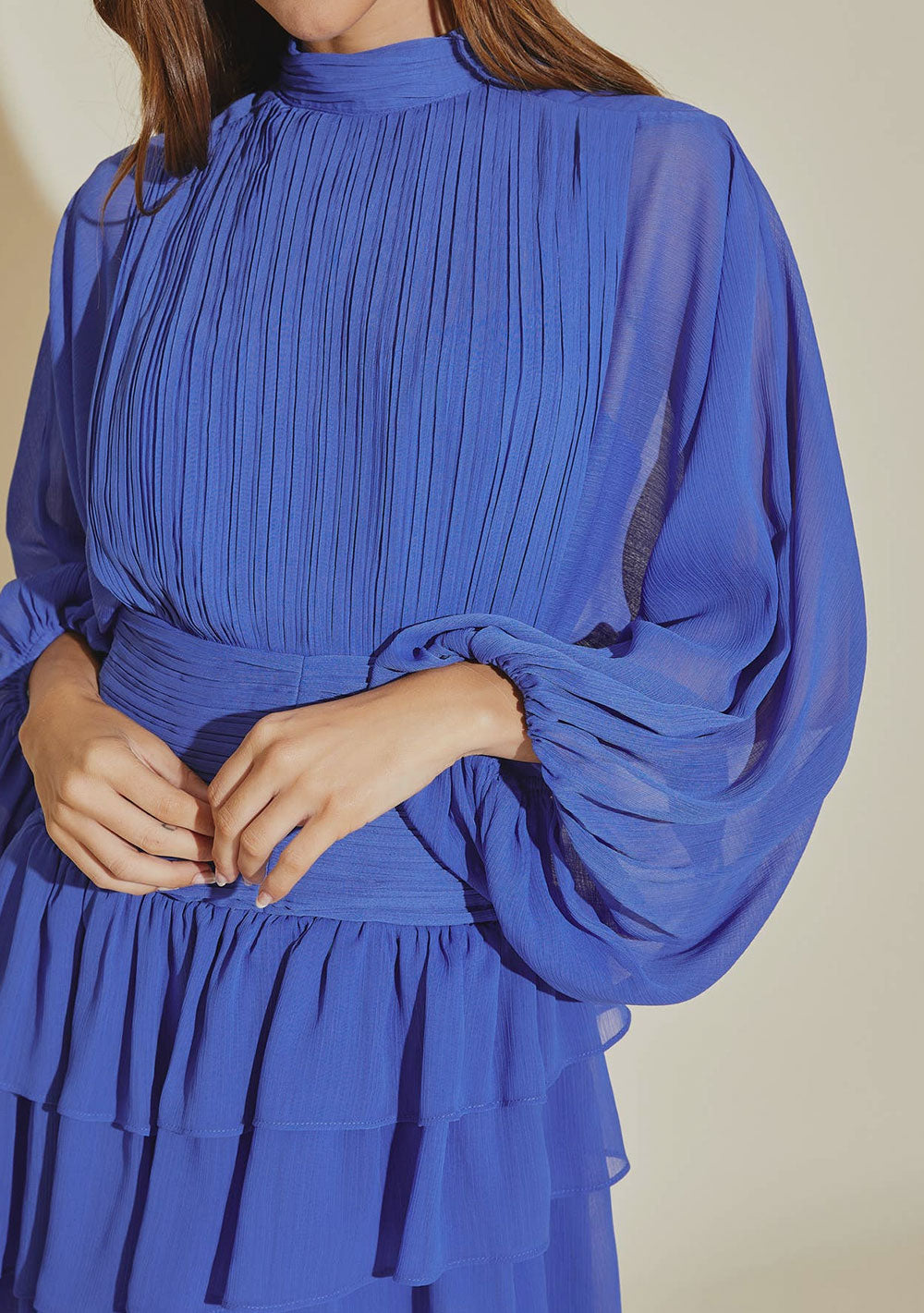 ♡ Plissiertes, gerüschtes Minikleid