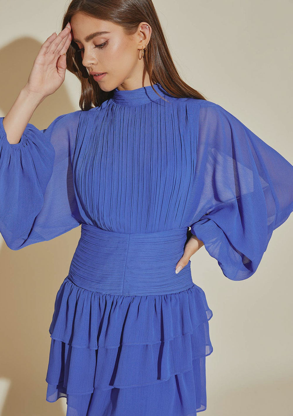 ♡ Plissiertes, gerüschtes Minikleid
