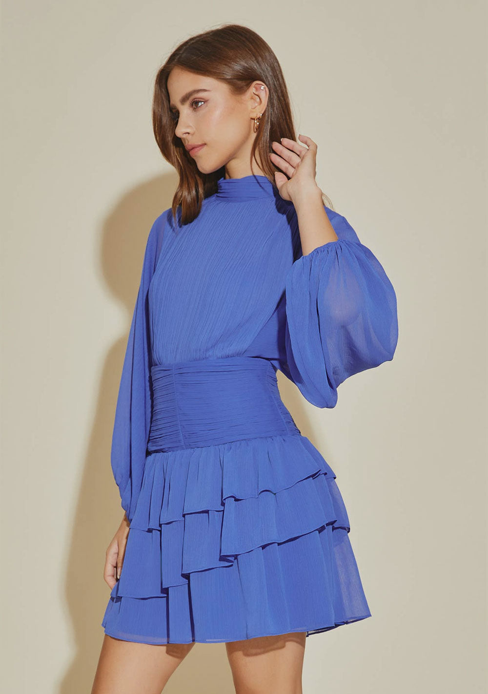♡ Plissiertes, gerüschtes Minikleid
