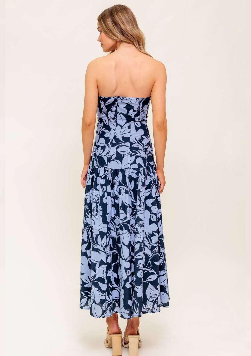 ♡ Schulterfreies Midikleid mit Blütenprint