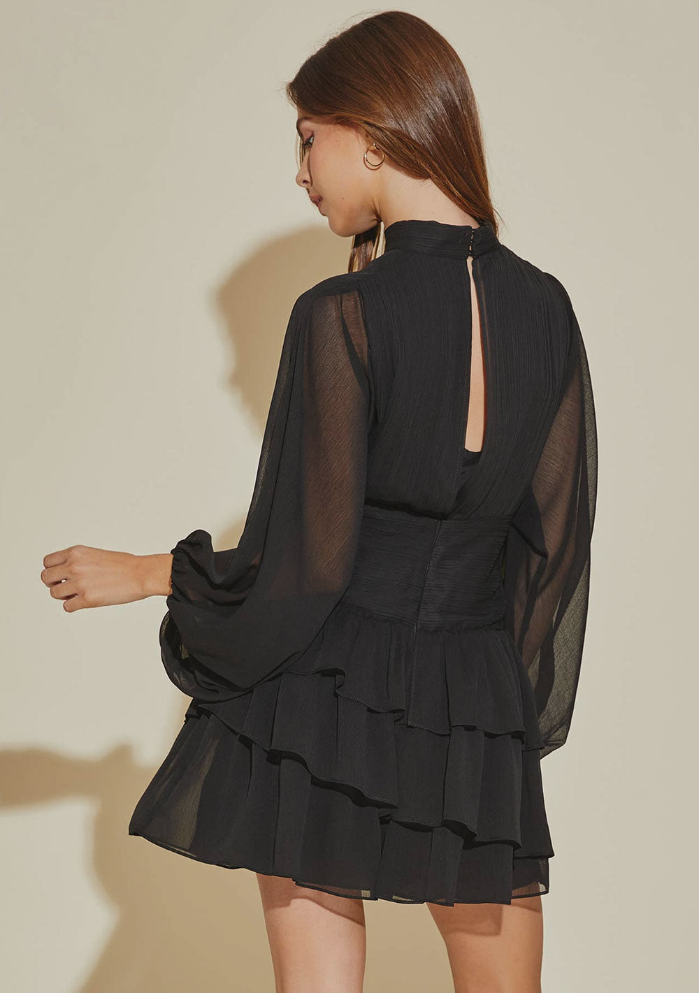 ♡ Plissiertes, gerüschtes Minikleid