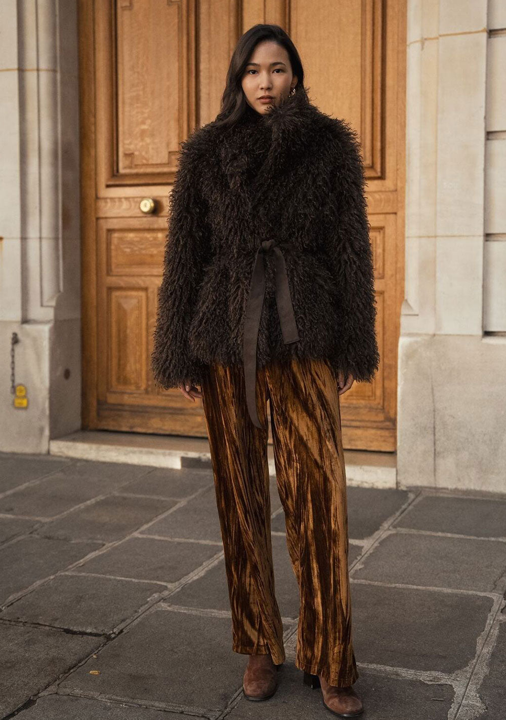 ♡ Kunstfellmantel mit Gürtel