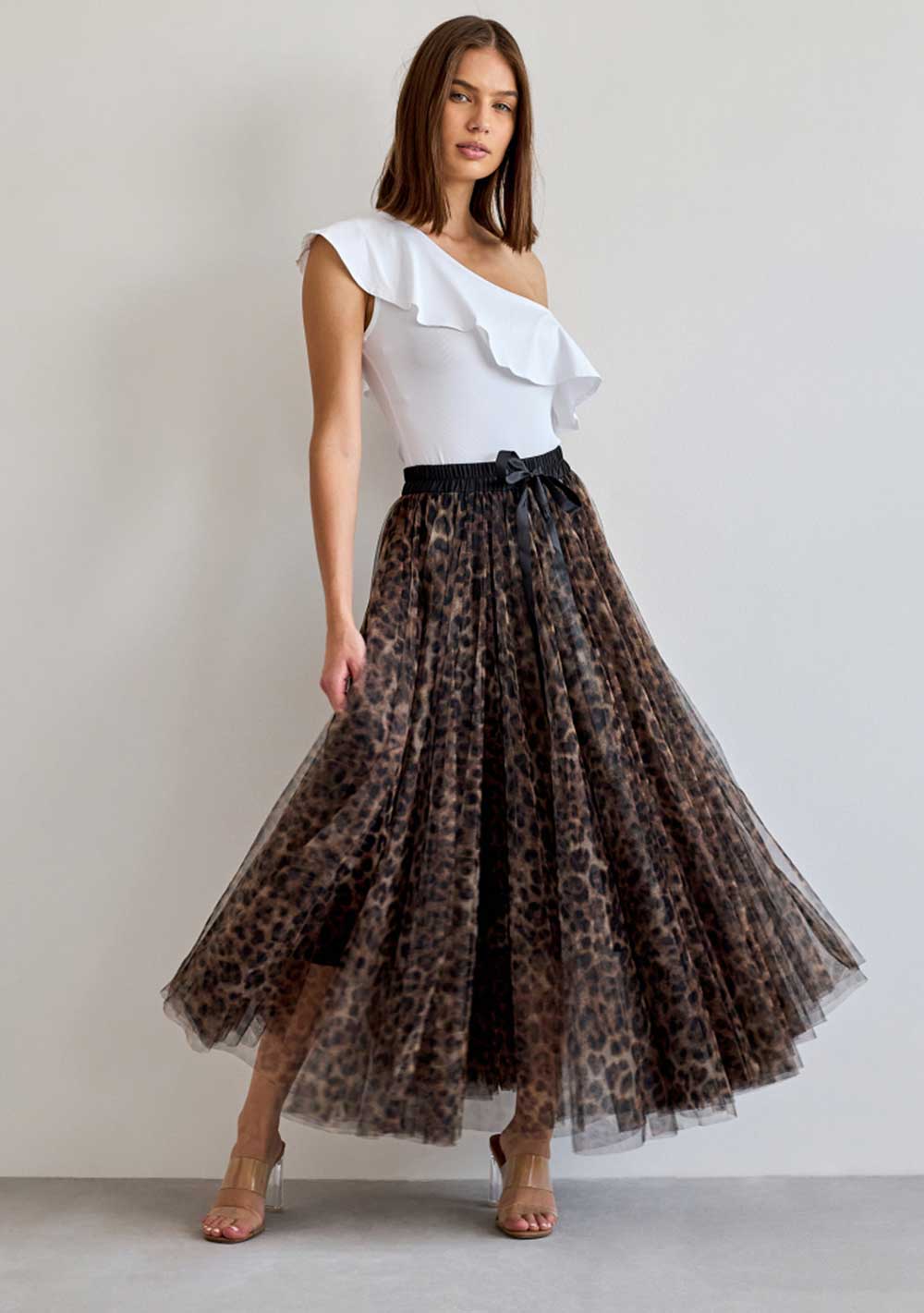 ♡ Ausgestellter Tuellrock mit Leoprint