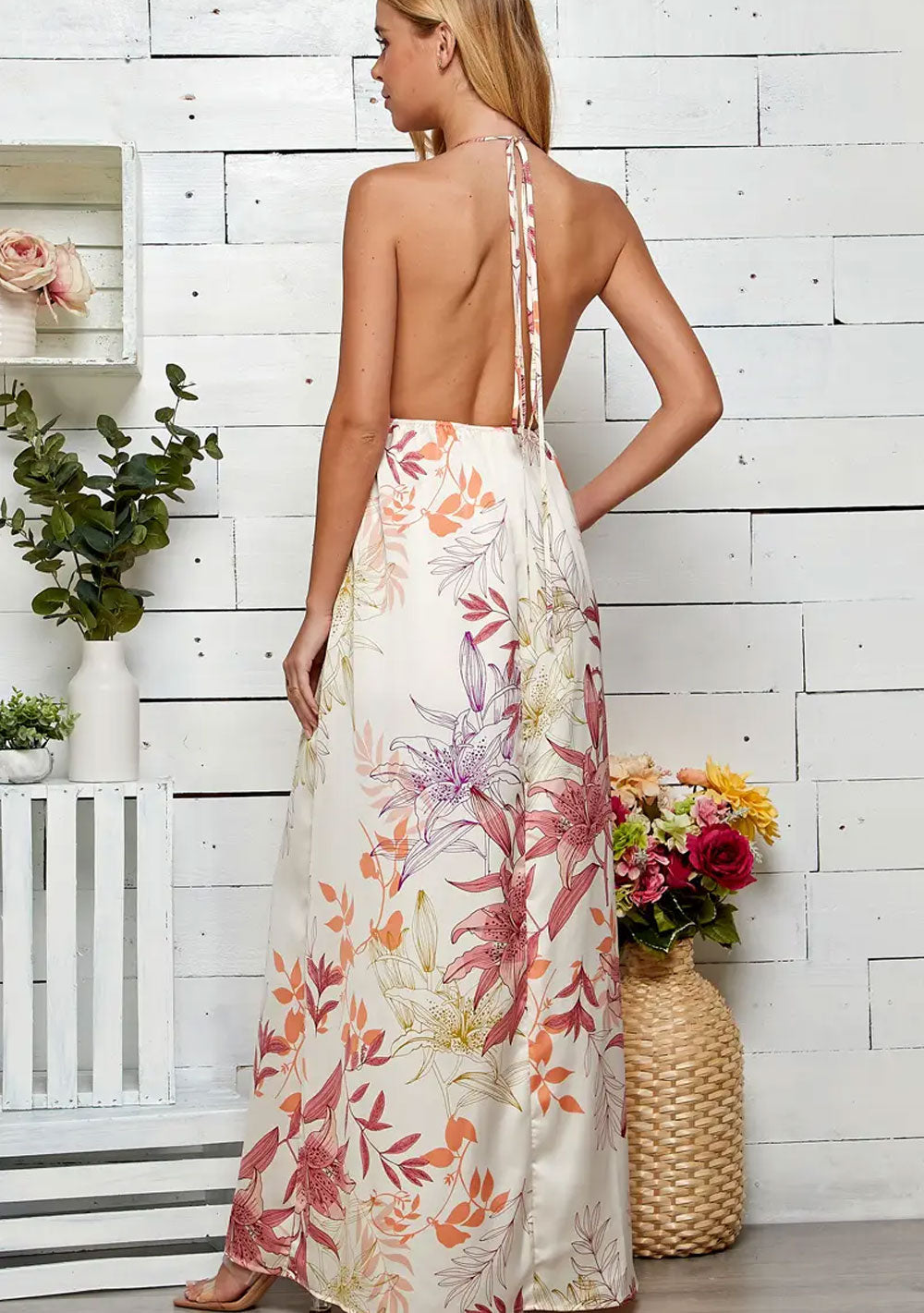 ♡ Satin Maxikleid mit Seitenschlitz