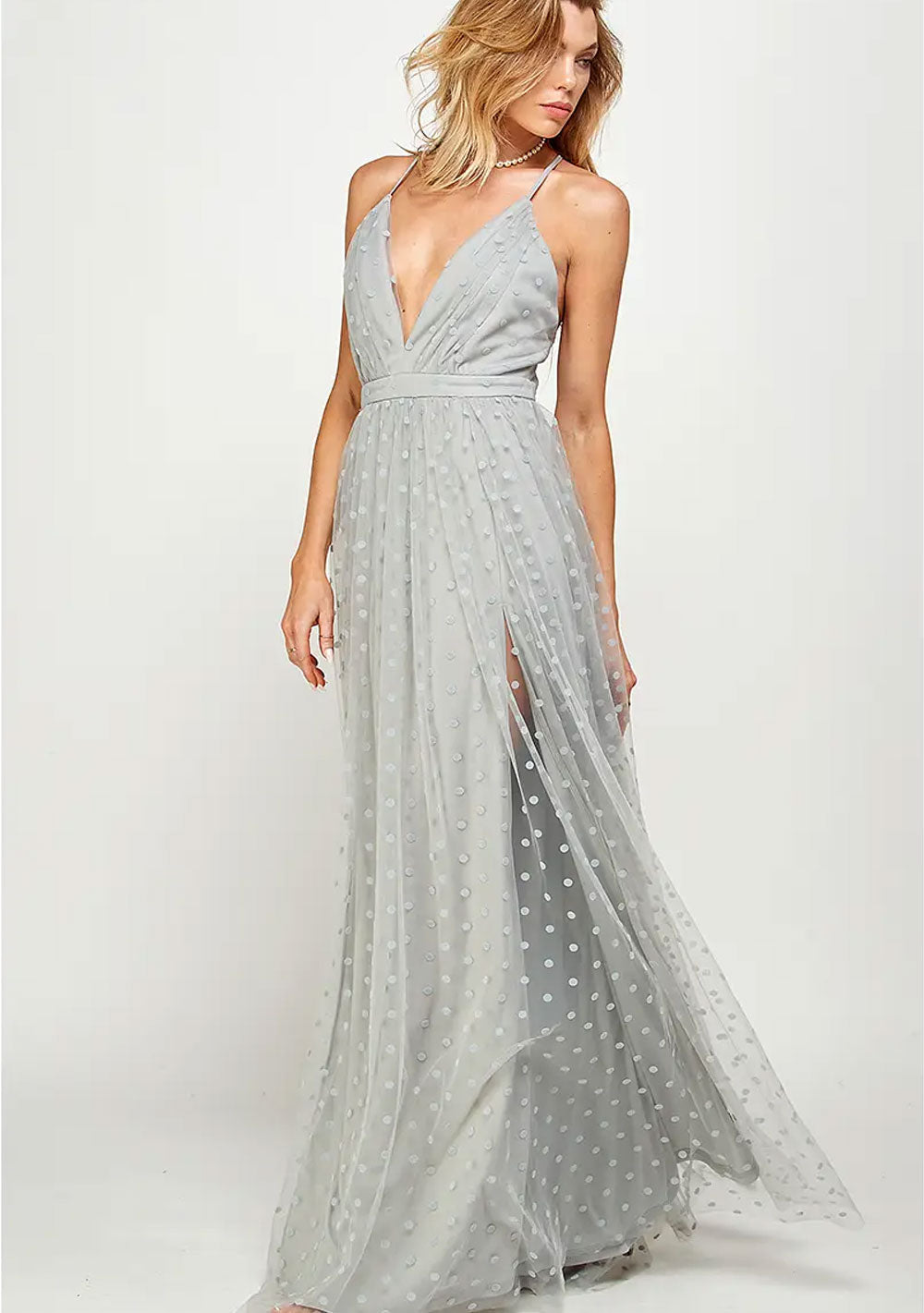 ♡ Maxikleid aus gepunktetem Tüll
