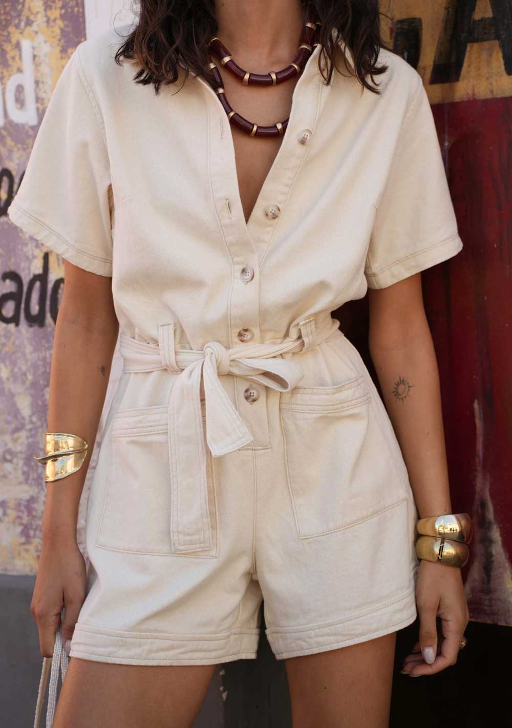 ♡ Jeans-Playsuit, kurz mit Gürtel