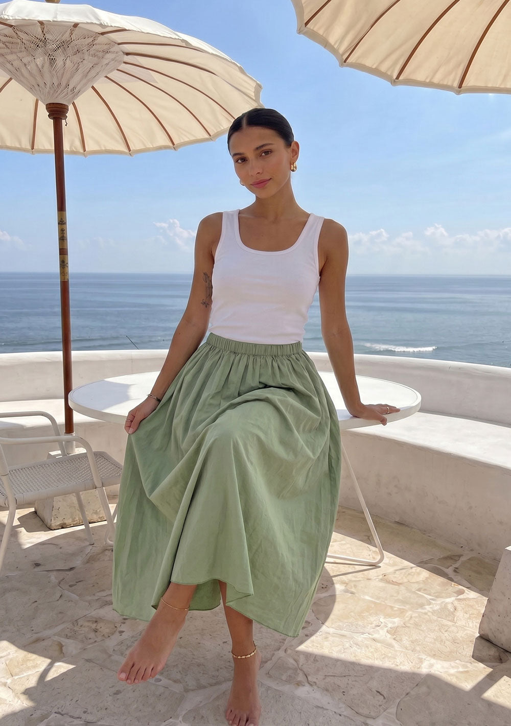 ♡ Midirock aus Baumwollpopeline
