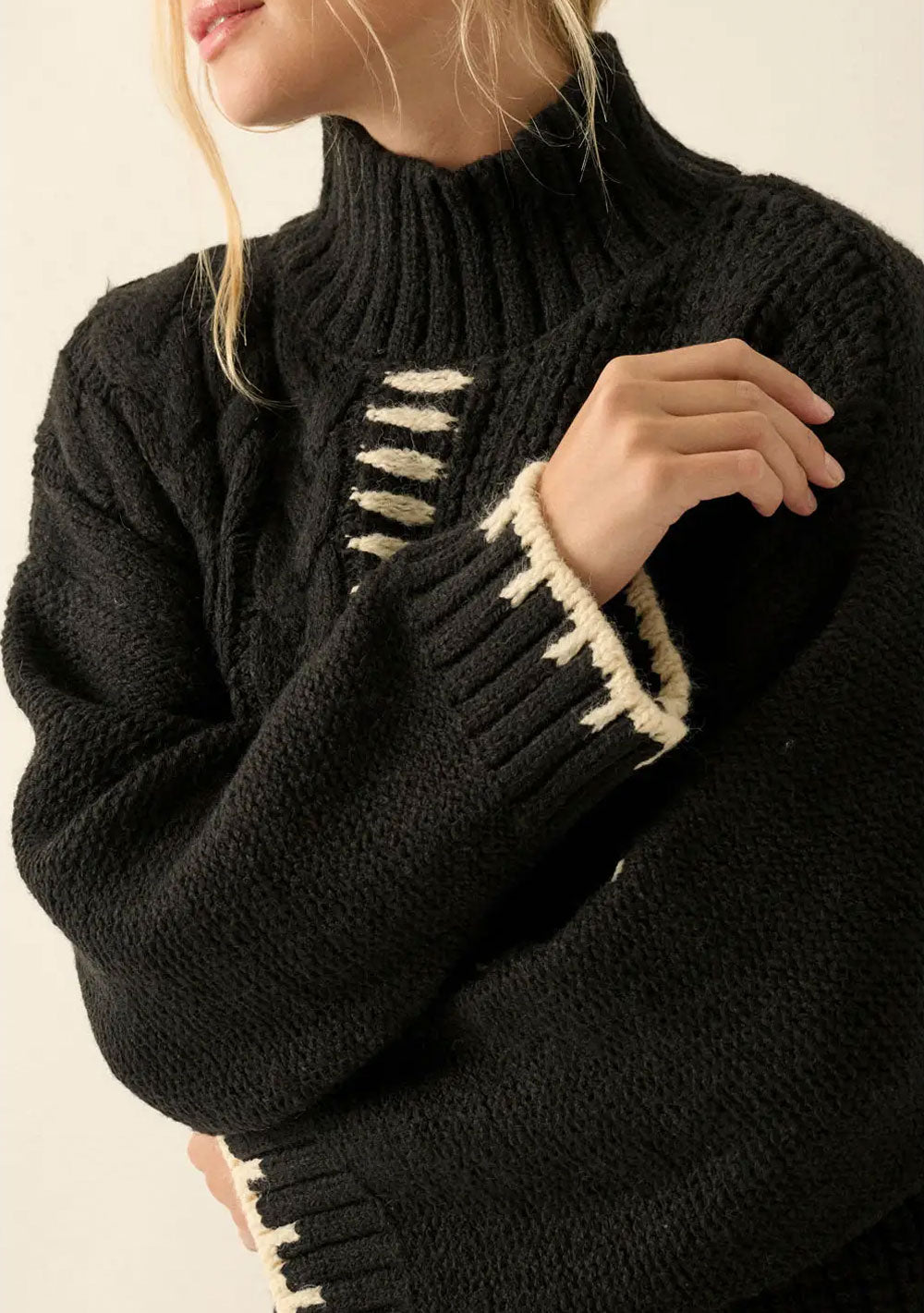 ♡ Pullover mit Rollkragen und Zopfmuster