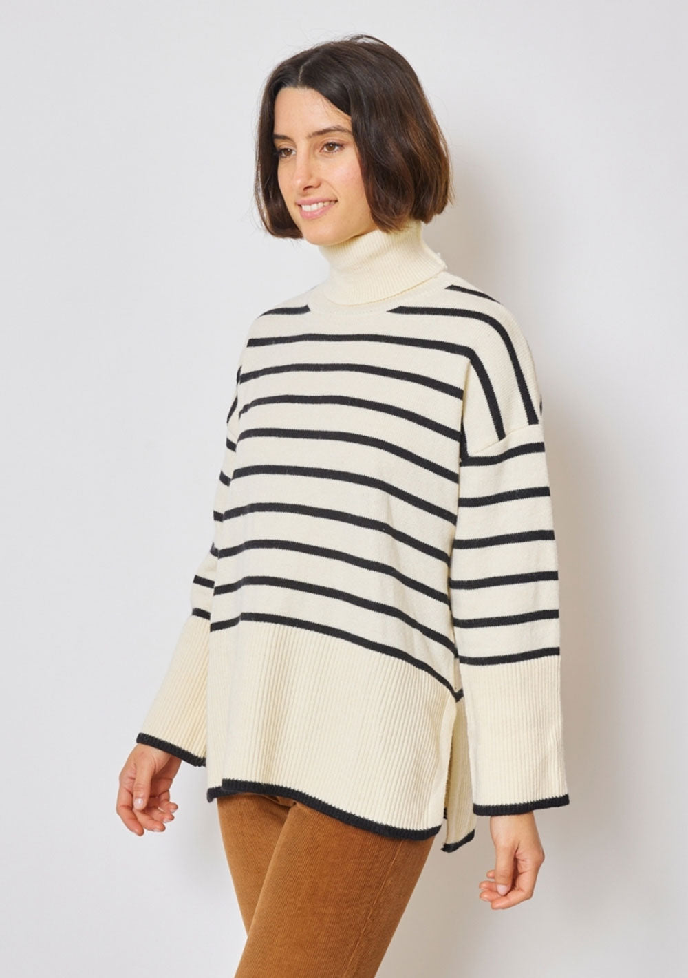 ♡ Rollkragen Pullover mit Streifen