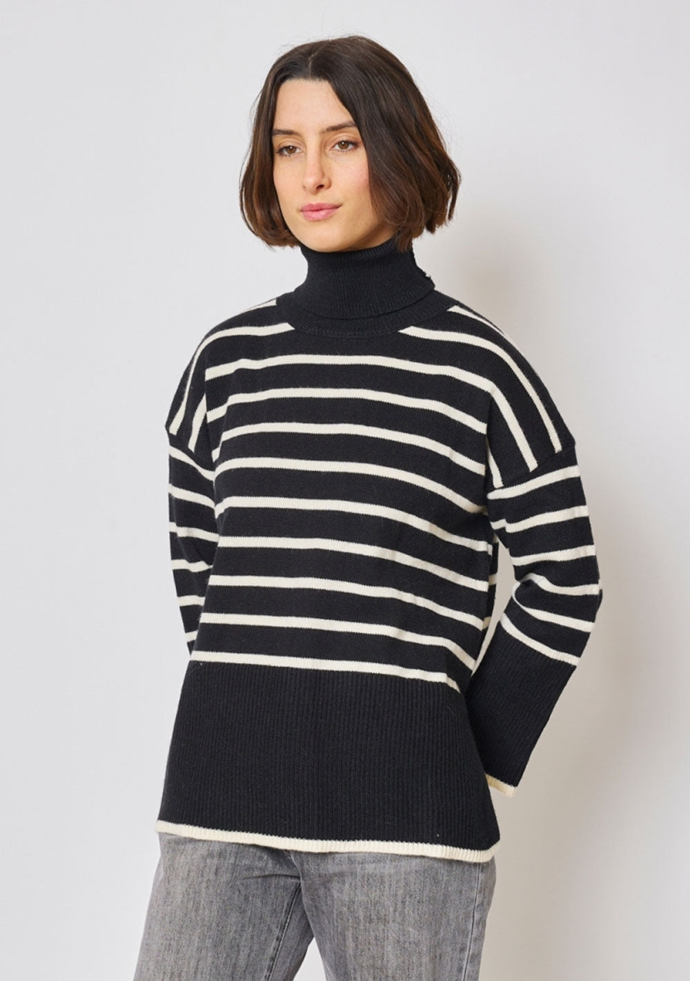 ♡ Rollkragen Pullover mit Streifen