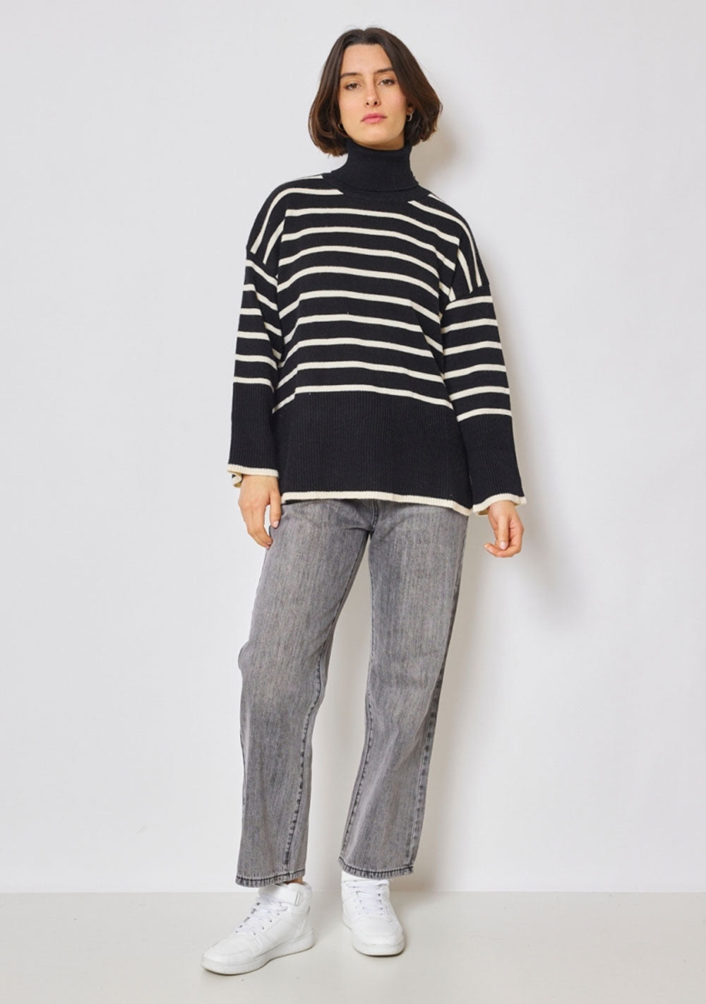 ♡ Rollkragen Pullover mit Streifen