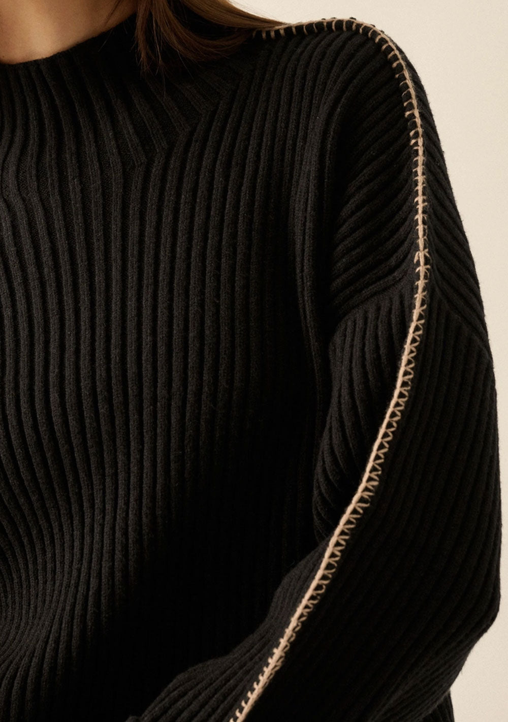 ♡ Strickpullover mit Kontrastnaht