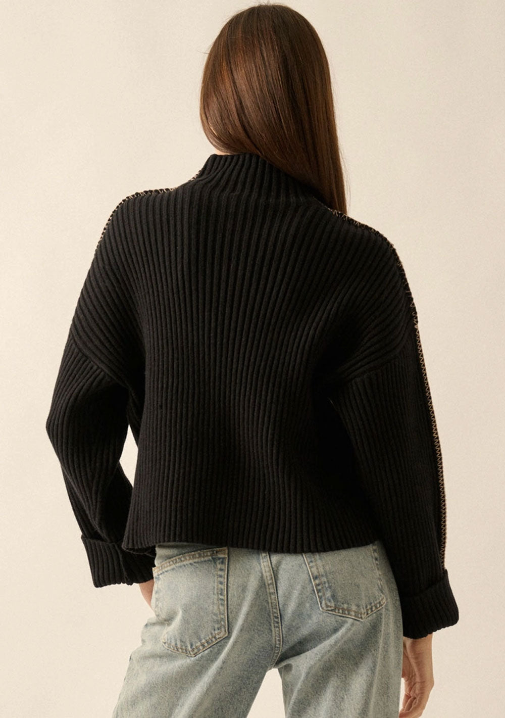 ♡ Strickpullover mit Kontrastnaht