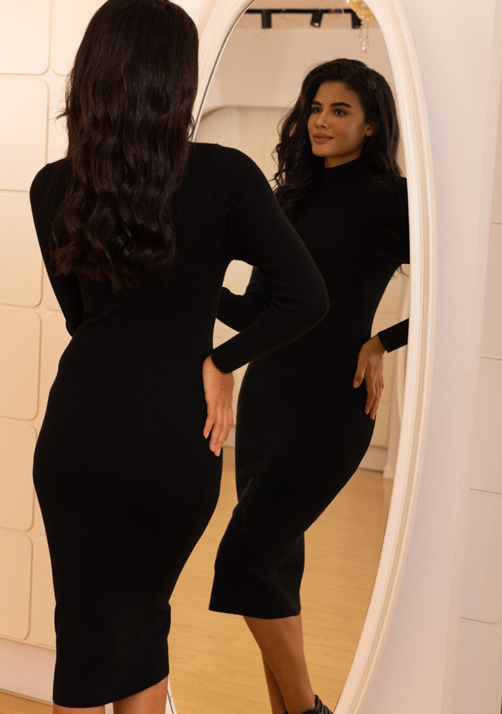 ♡ Rollkragen Minikleid aus Rippstrick