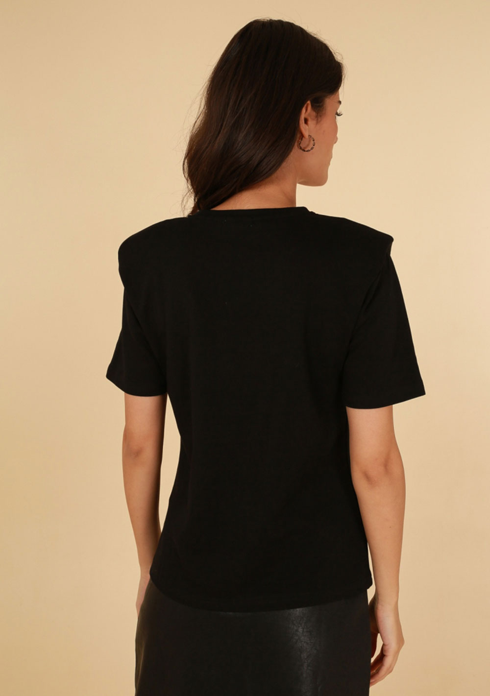 ♡ T-Shirt mit Lederoptik-Applikationen