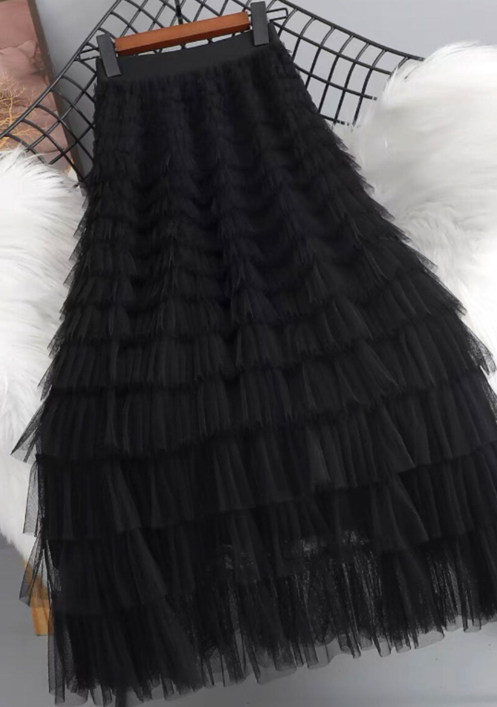 ♡ Langer Tüllrock mit Rüschen