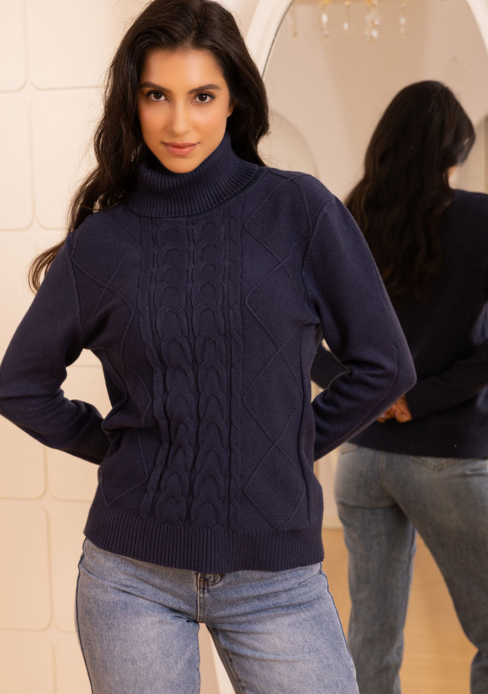 ♡ Rollkragen Pullover mit Zopfmuster