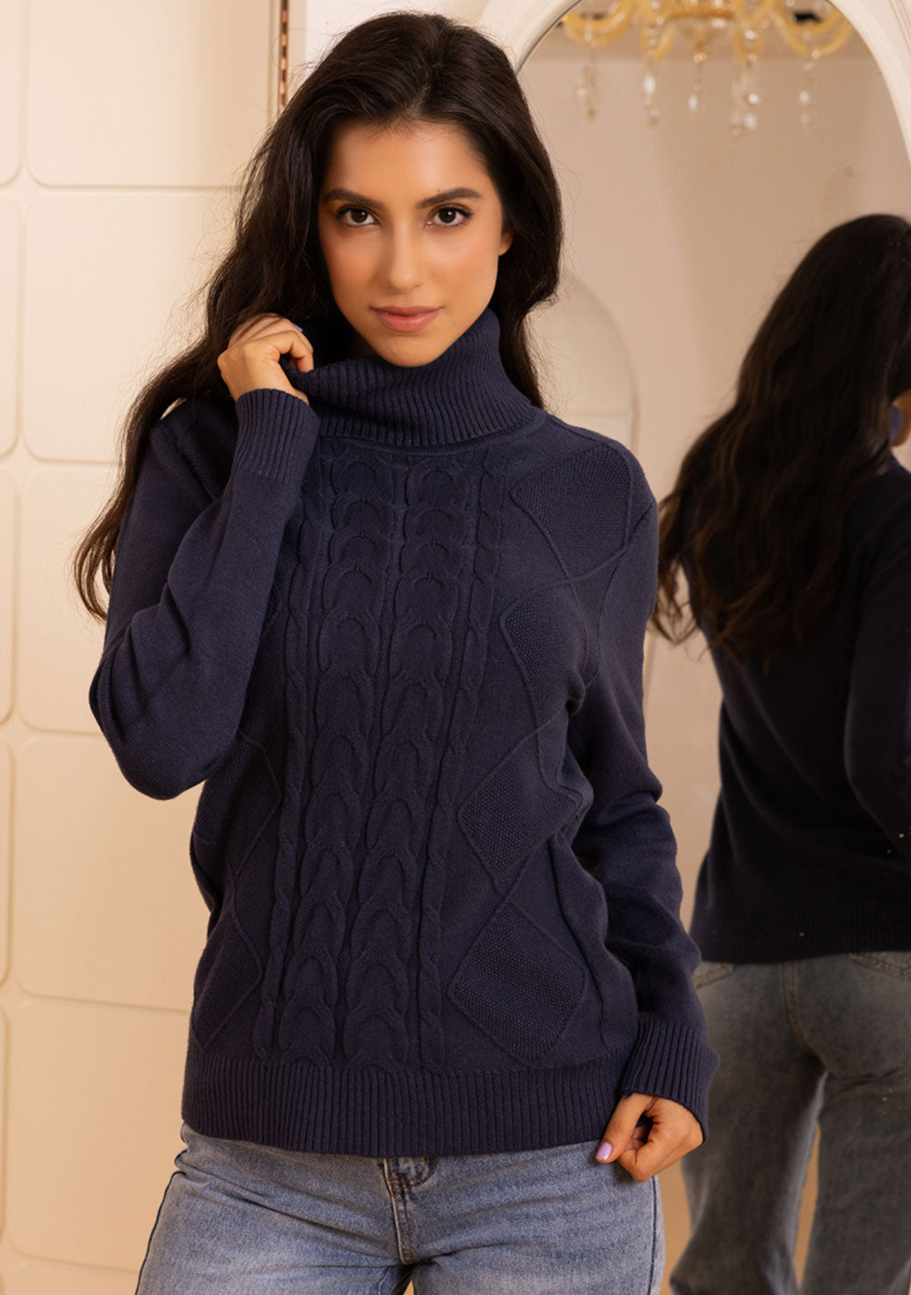 ♡ Rollkragen Pullover mit Zopfmuster