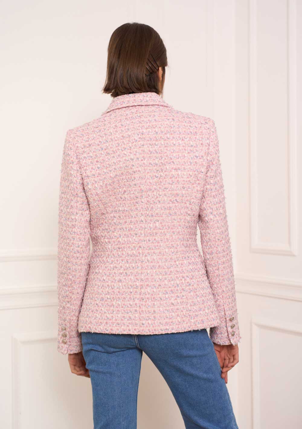 ♡  Doppelreihiger Blazer aus Bouclé, rose