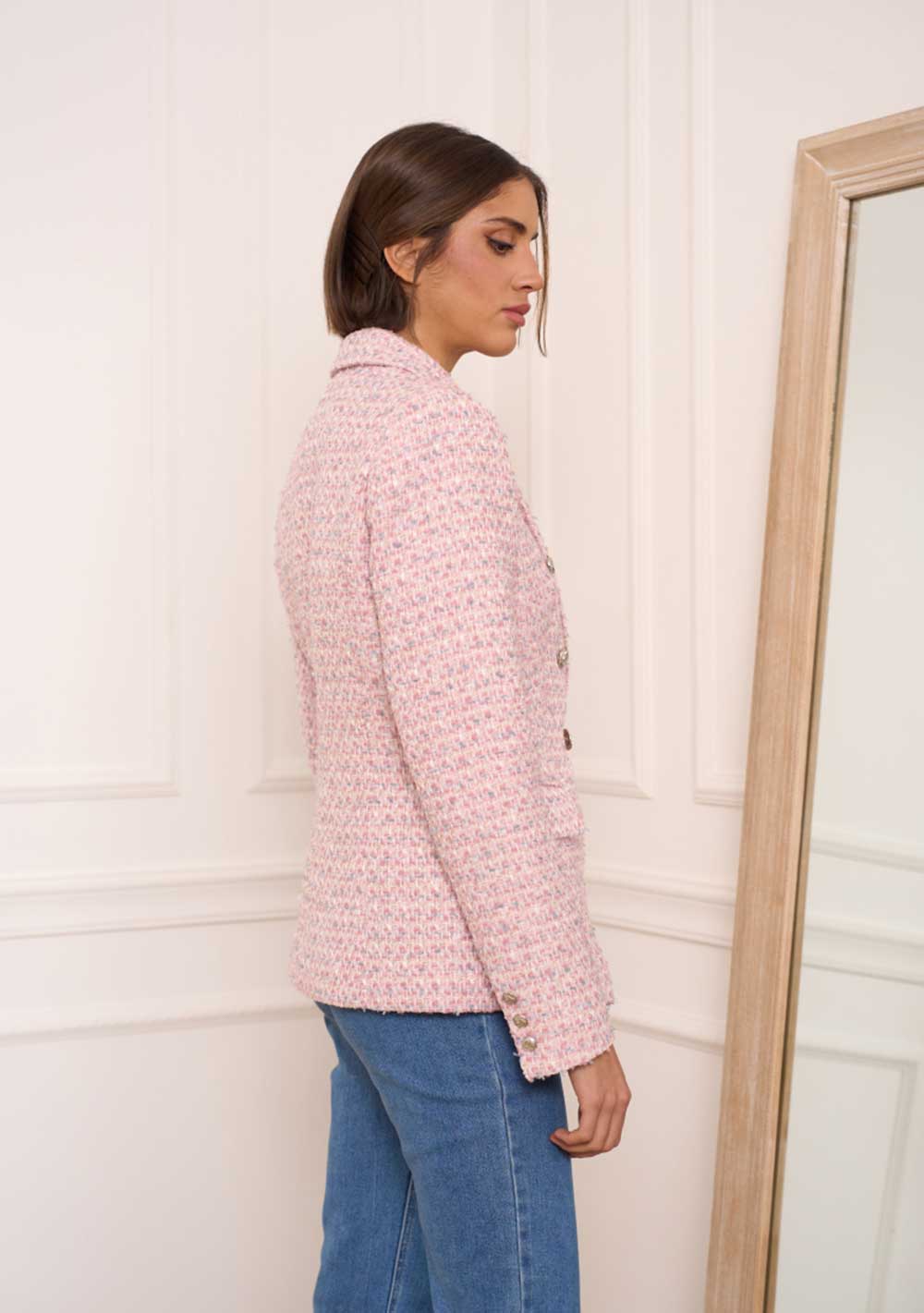 ♡  Doppelreihiger Blazer aus Bouclé, rose