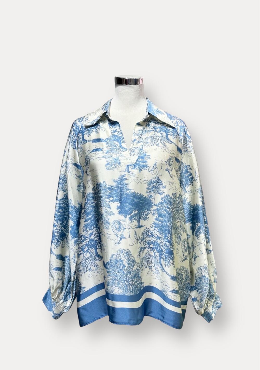 ♡ Bluse mit Toile de Jouy Print