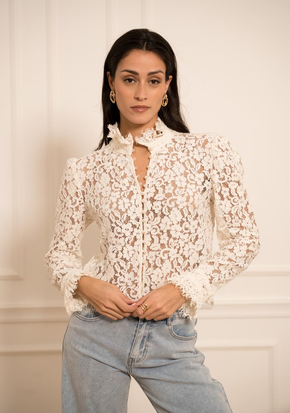 ♡ Bluse mit Schmuckknöpfen