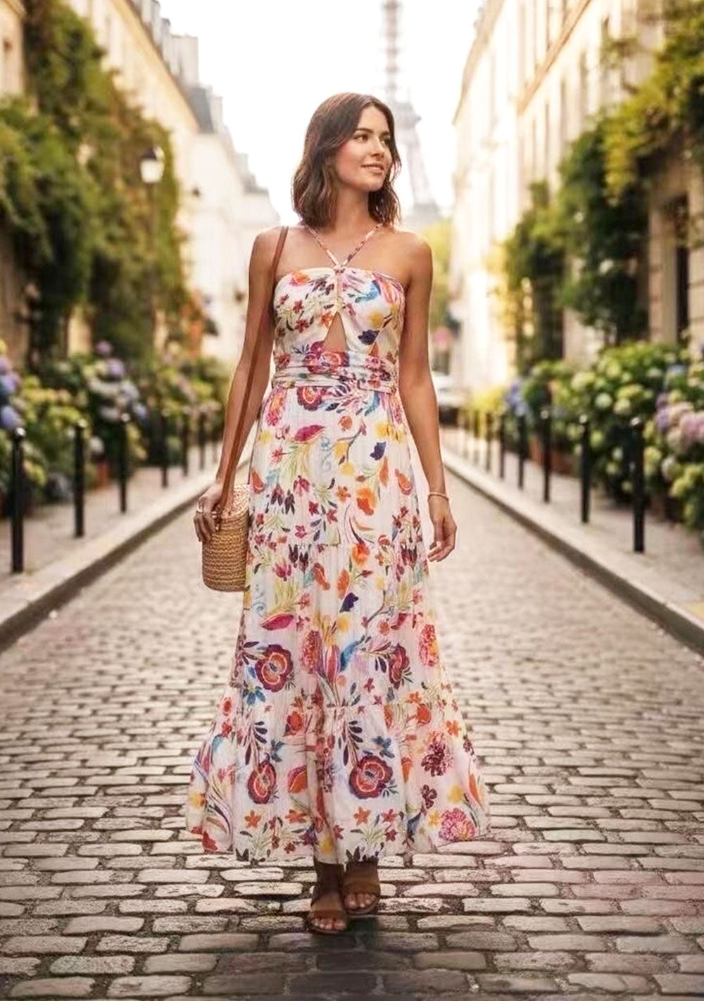 ♡ Viskose Maxikleid mit Blumenprint