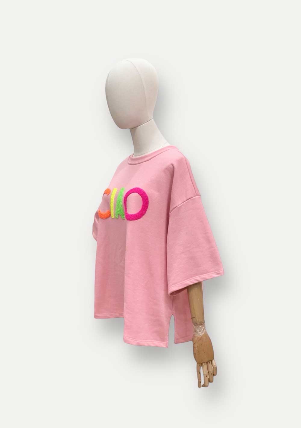 ♡ Kurzarm-Shirt mit Frottee Print