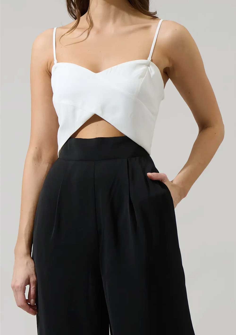 ♡ Jumpsuit Cut Out, Schwarz/Weiß