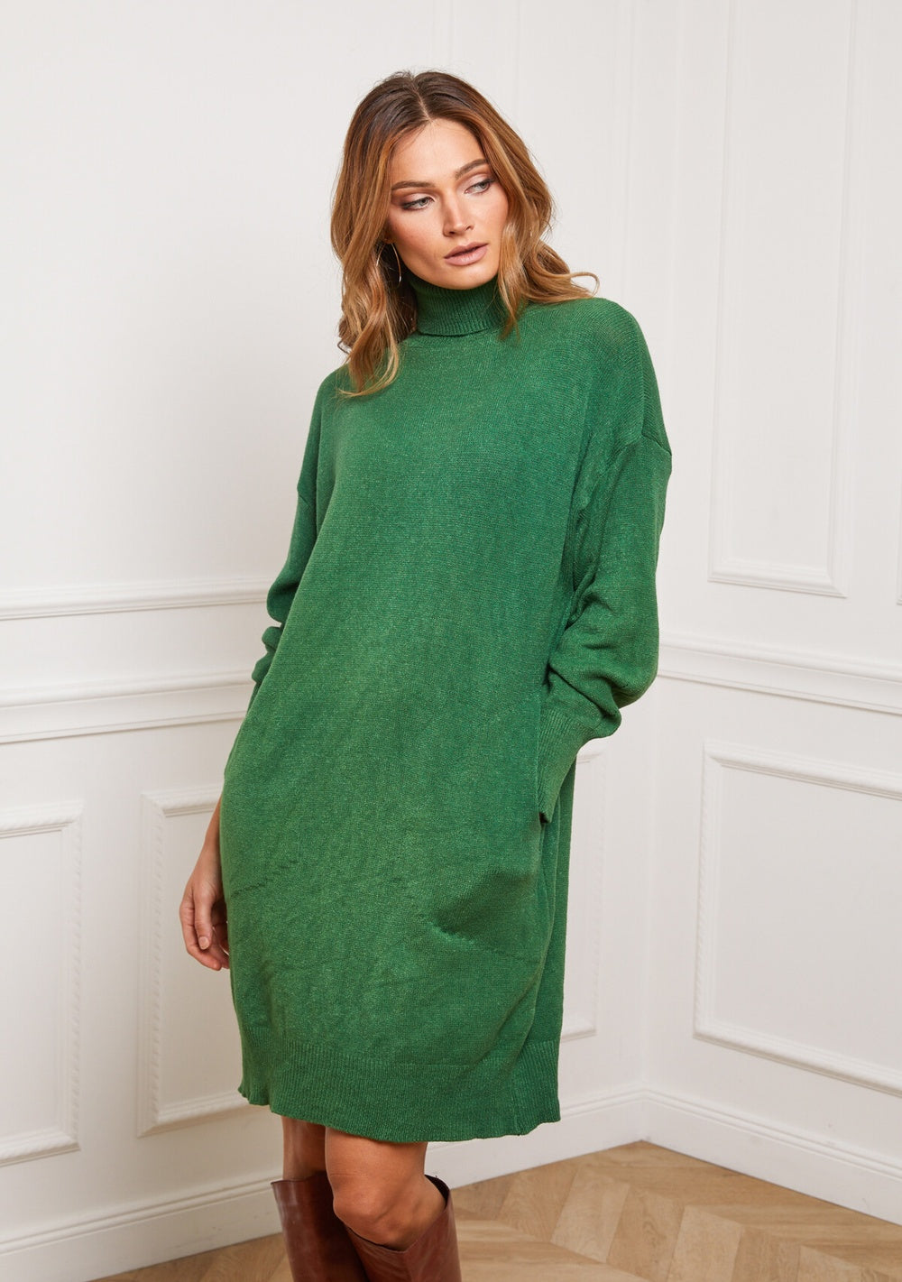 ♡ Rollkragen Strickkleid Langarm