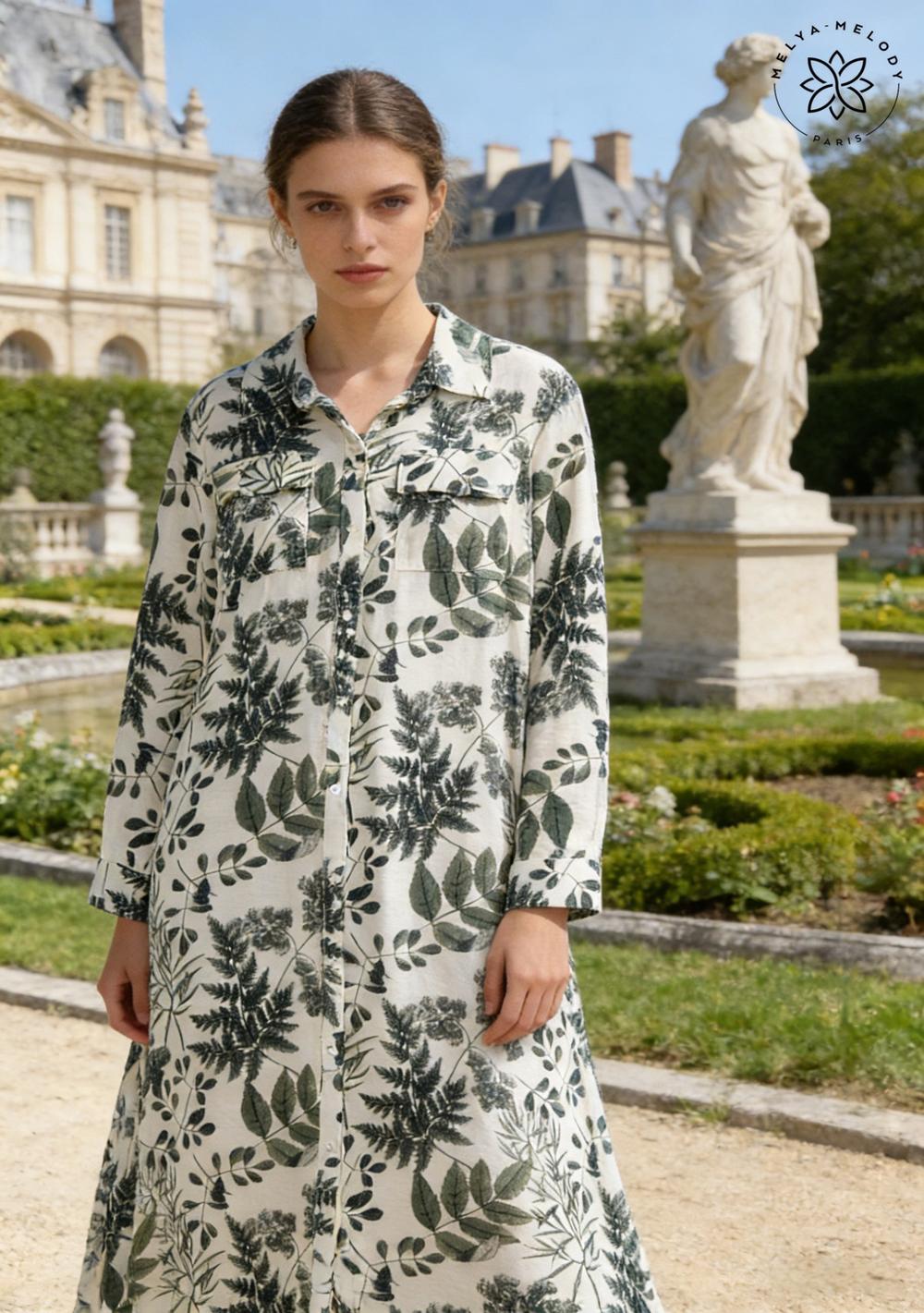 ♡ Hemdblusenkleid mit Blattmuster