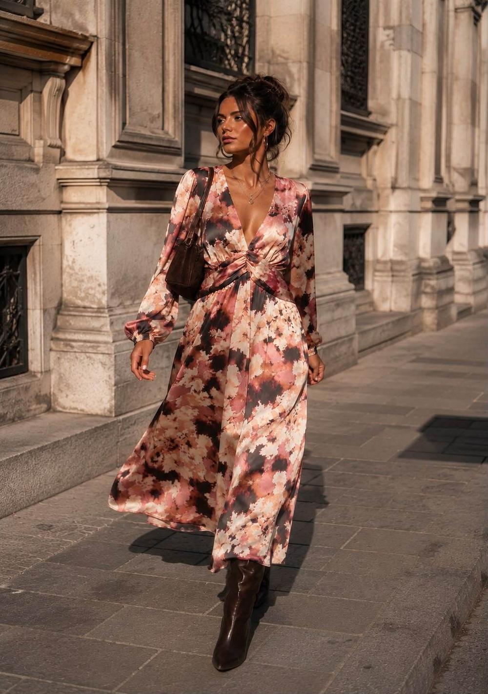 ♡ Maxikleid mit Wickel-V-Ausschnitt